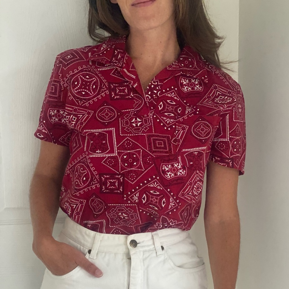 Vintage Handmade Bandana Print Shirt - Picture 3 of 4